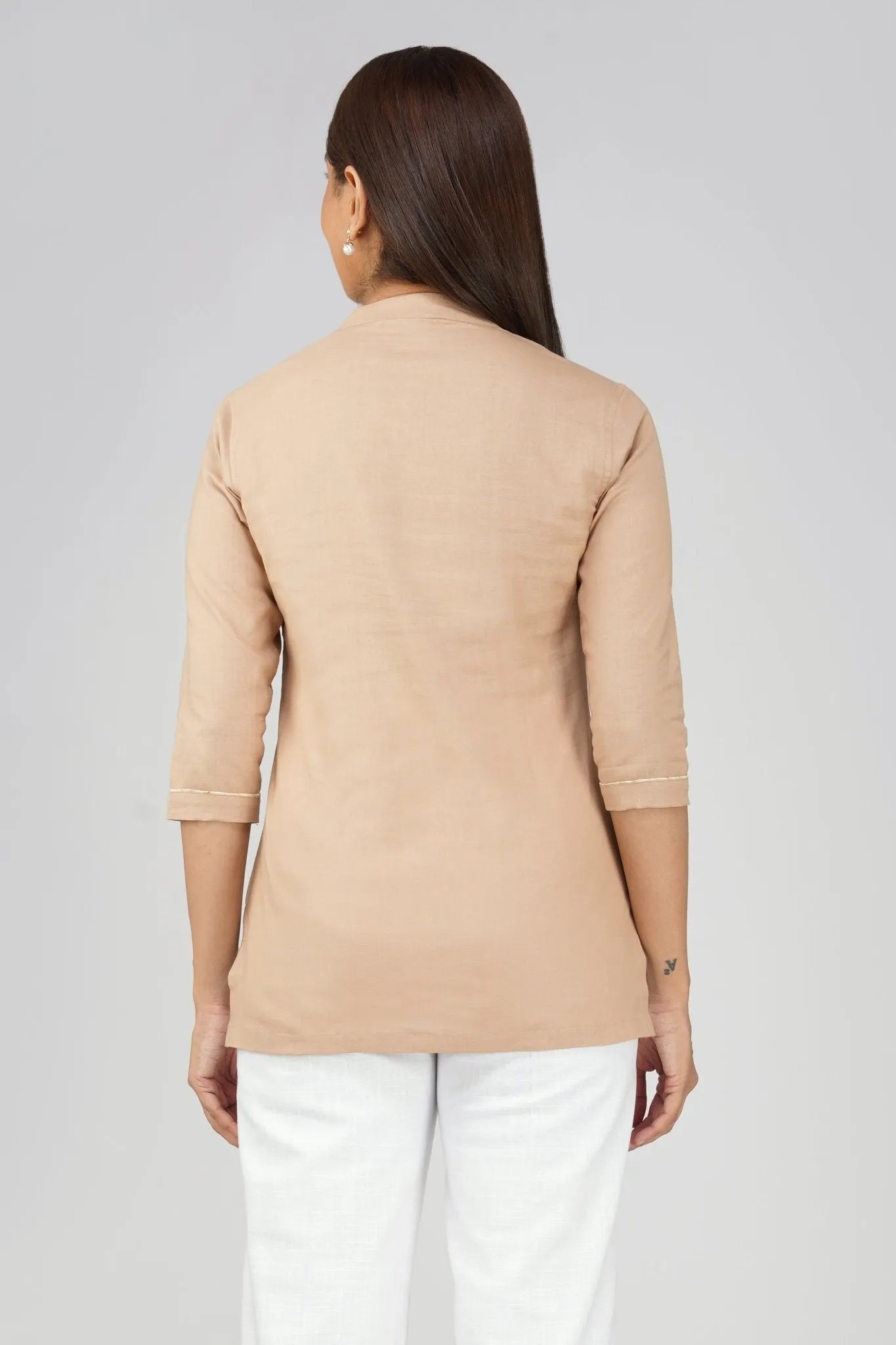 Women's Khadi Short kurti Beige Brown