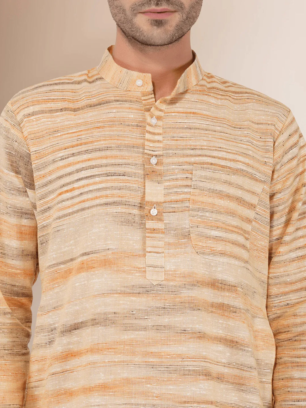 Wheat Colour Traditional Khadi Cotton Kurta