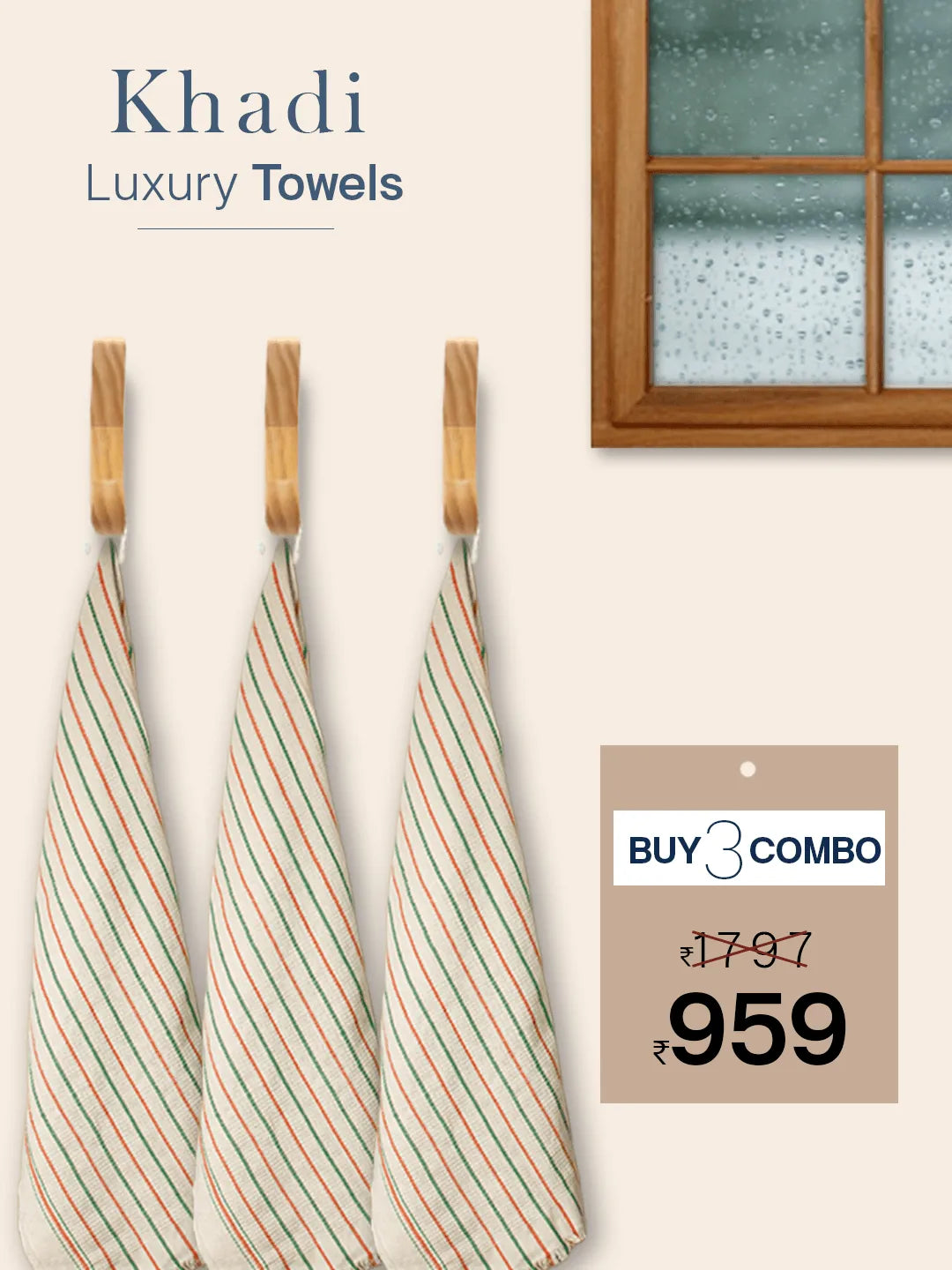 100% Cotton Khadi Towel White Color