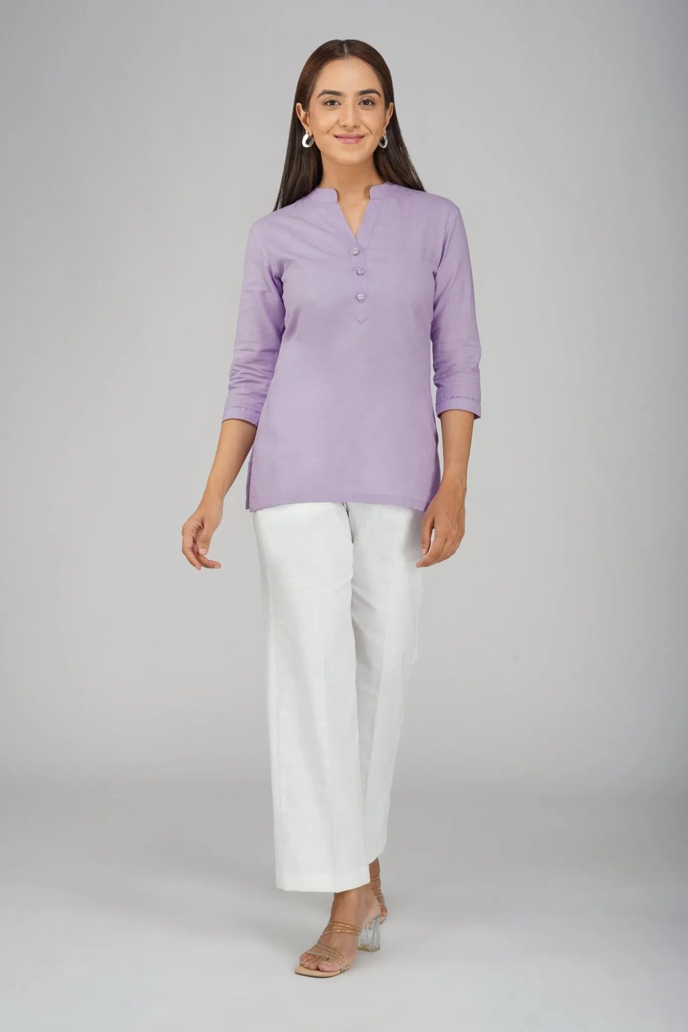 Women's Khadi Short Kurti Lavander