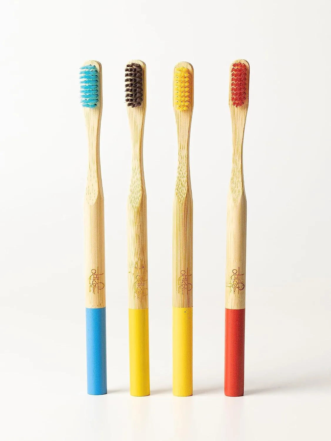 Premium Bamboo Toothbrush with Charcoal Activated Bristles Pack Of 4