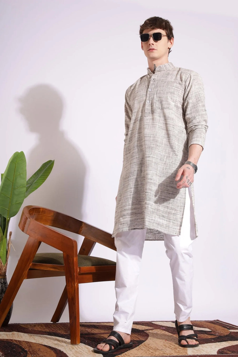 Off Black Khadi Kurta