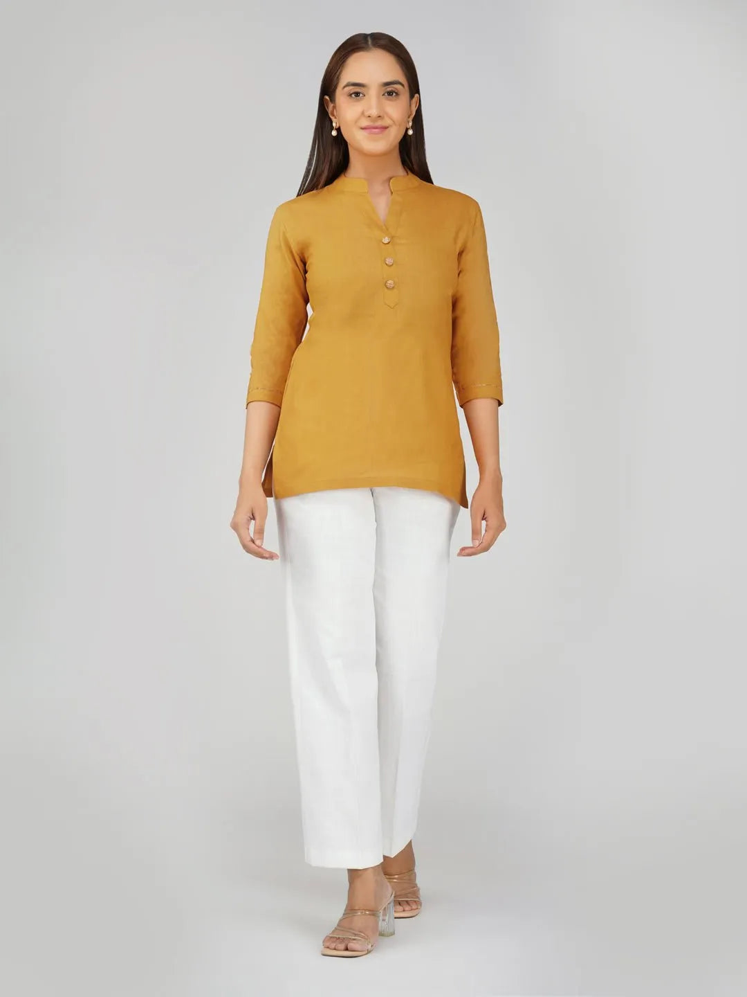 Women's Khadi Short Kurti Light Olive Green