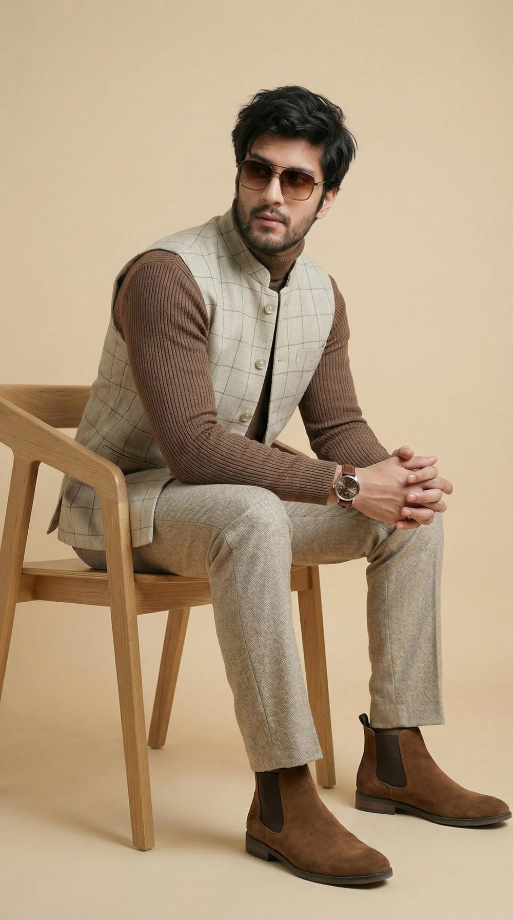 Off White Signature Nehru Fit Jacket | 100% Woolen