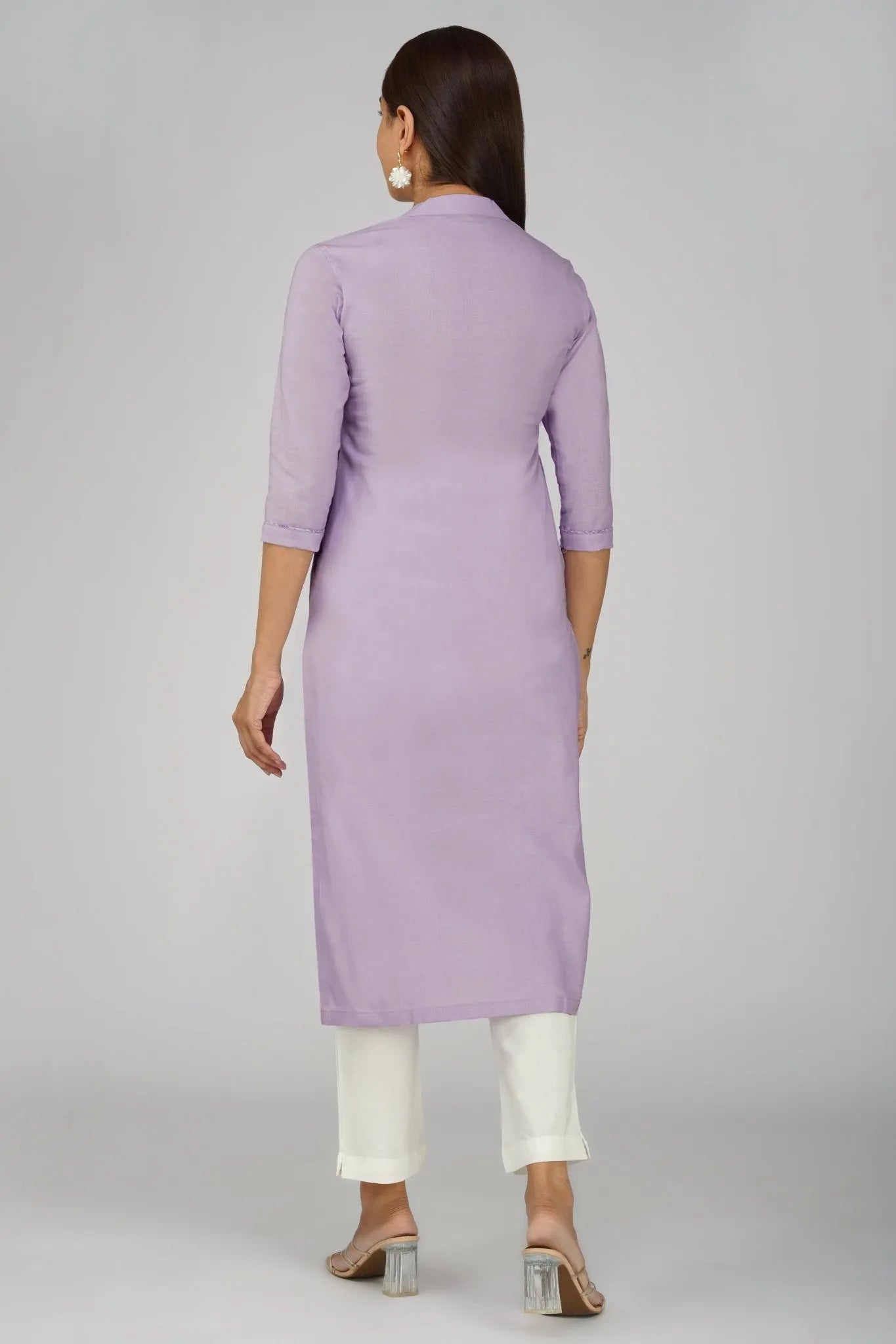 Women's Khadi Long Kurti Lavander