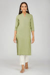 Women's khadi long Kurti Sage Green