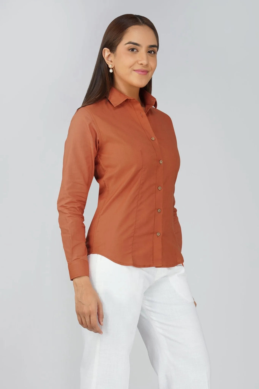 Women's Khadi Shirt Rust Orange