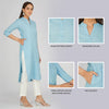 Women Khadi Long Kurti in Pastel Blue