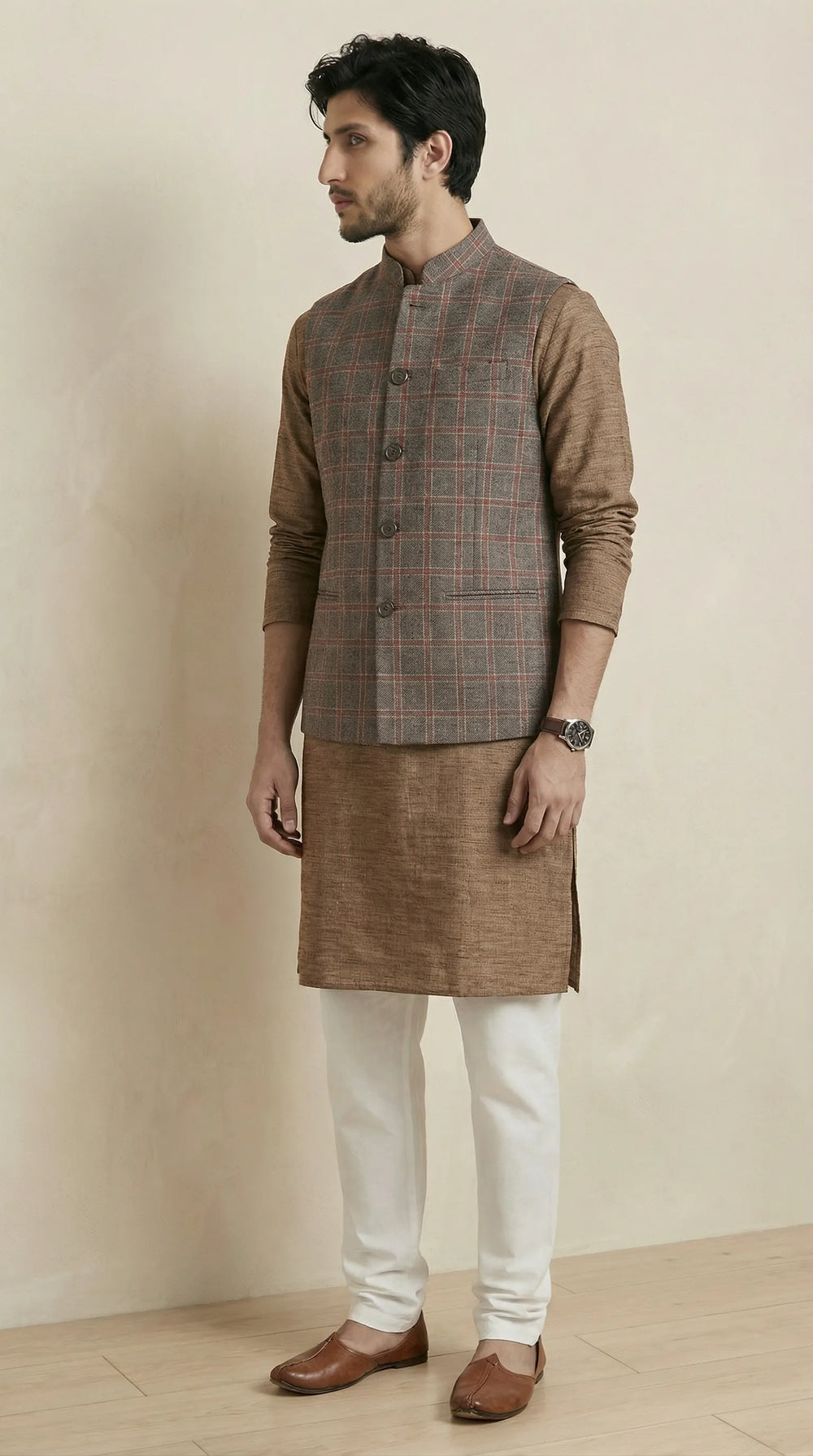 Medium Grey Signature Nehru Fit Jacket | 100% Woolen