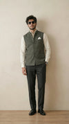 Dark Green Signature Nehru Fit Jacket | 100% Woolen