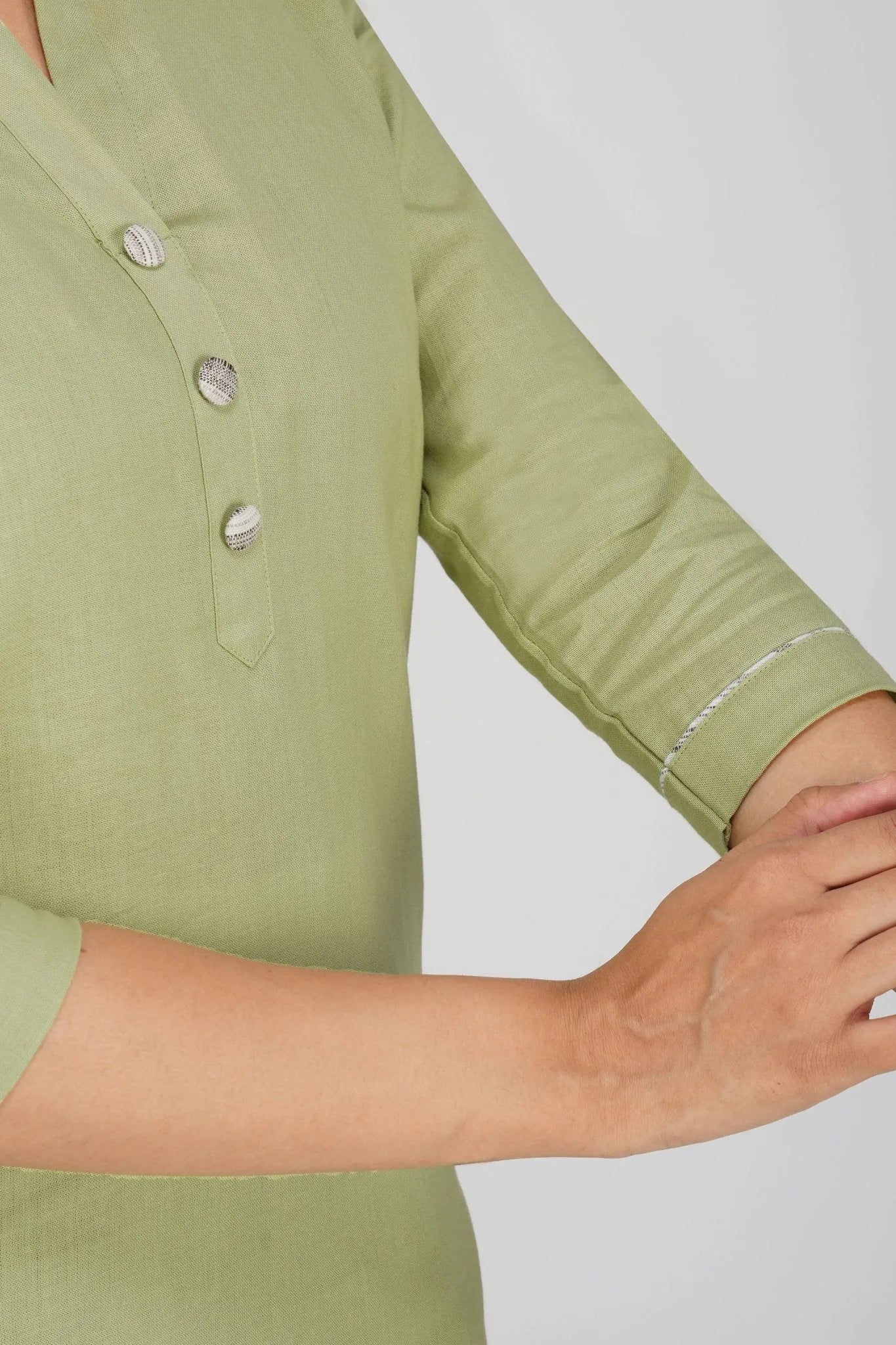 Women's khadi long Kurti Sage Green