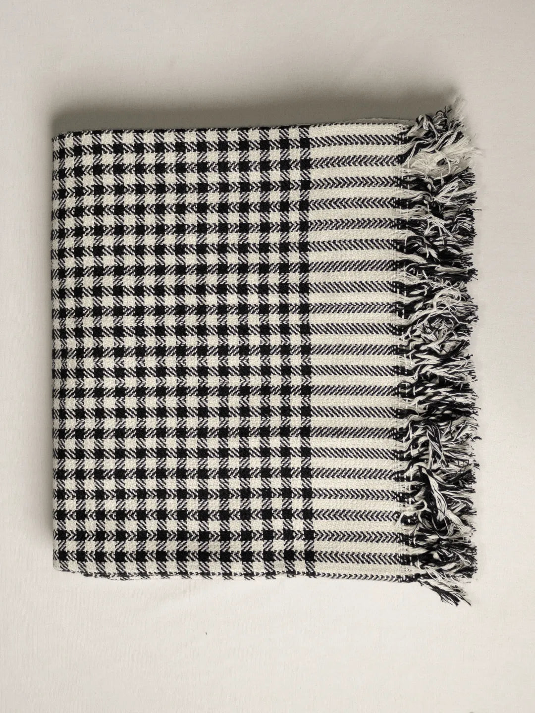 Hand Woven Khadi Blankets, Khes, Throw - All Season - Black