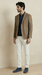Wood Brown Tweed Blazer | 100% Wool, Classic Structured Fit