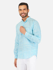 Pure Khadi Short Kurta in Sky Blue Color