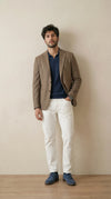 Wood Brown Tweed Blazer | 100% Wool, Classic Structured Fit