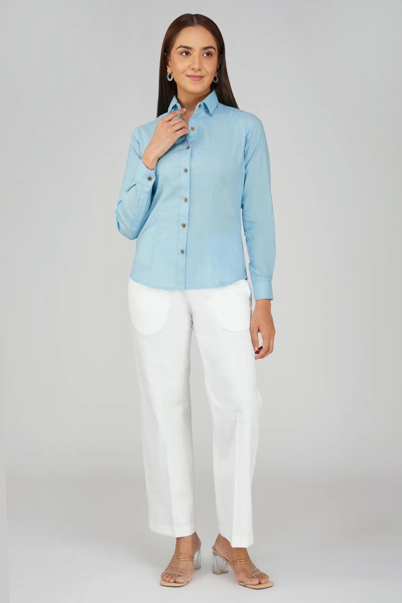 Women's Khadi Shirt in Pastel blue