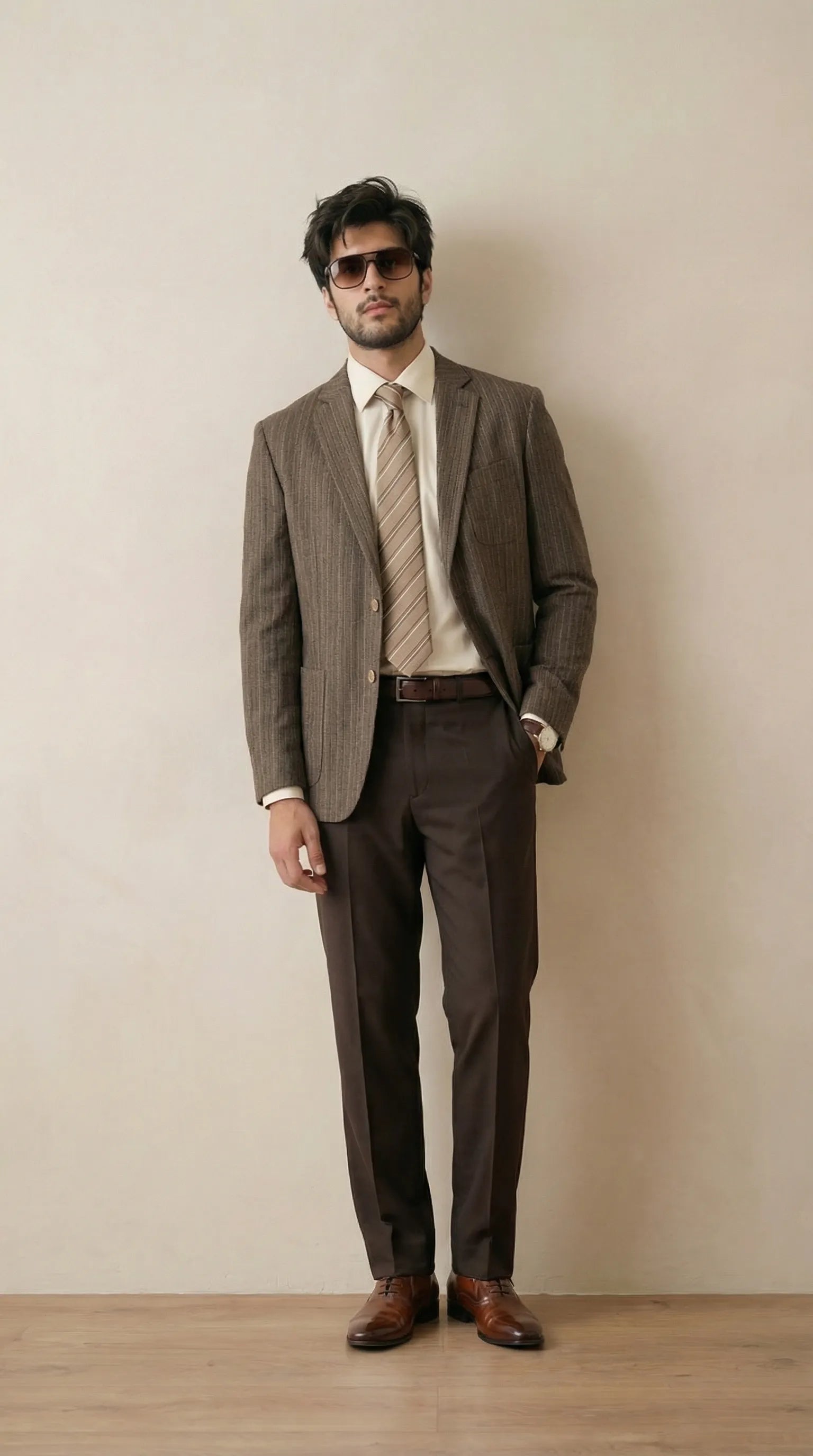 Biscuit Brown Tweed Blazer | 100% Wool, Classic Structured Fit