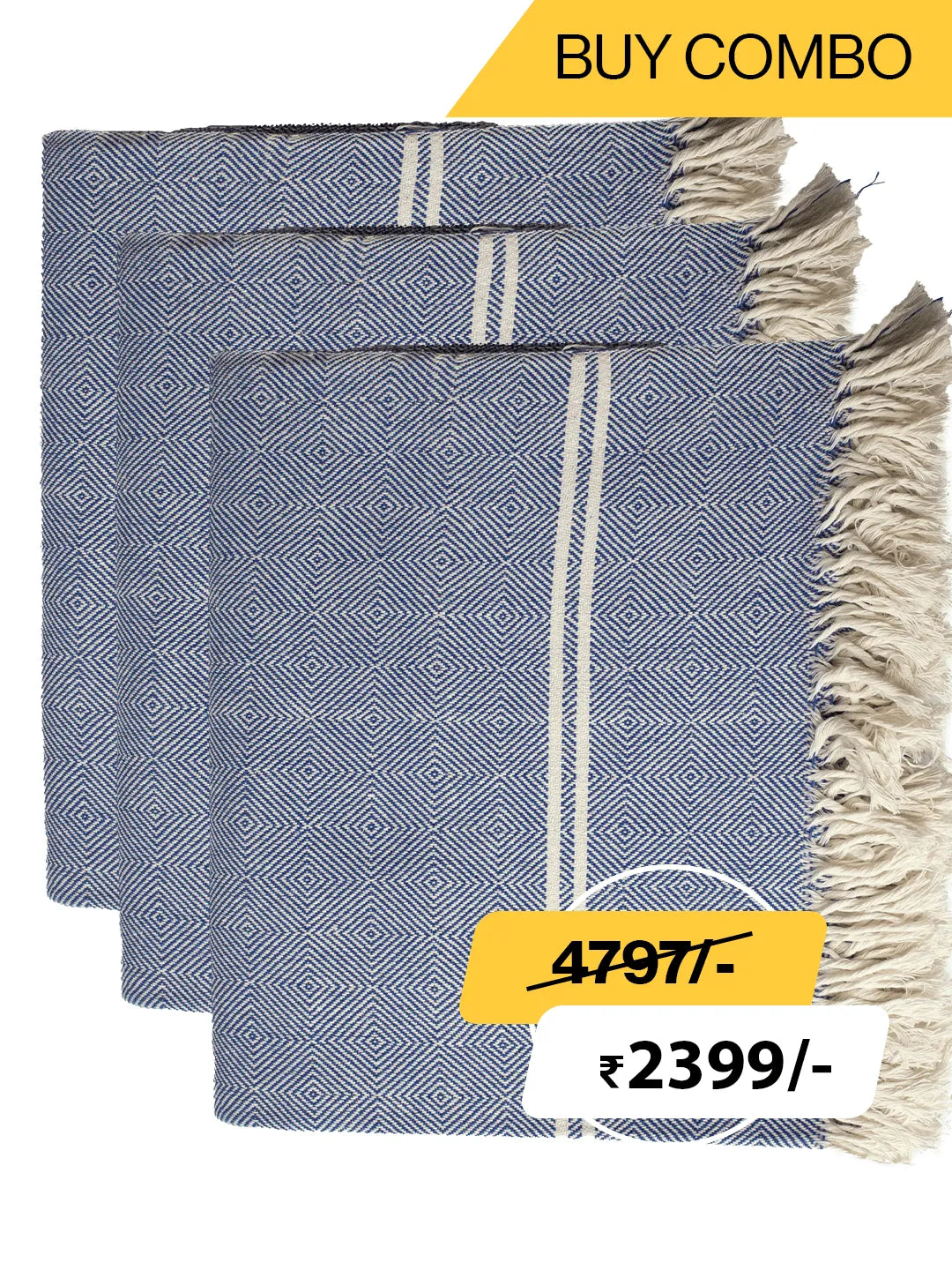 HAND WOVEN KHADI KHES, BLANKETS, THROW IN LIGHT BLUE COLOR- ALL WEATHER