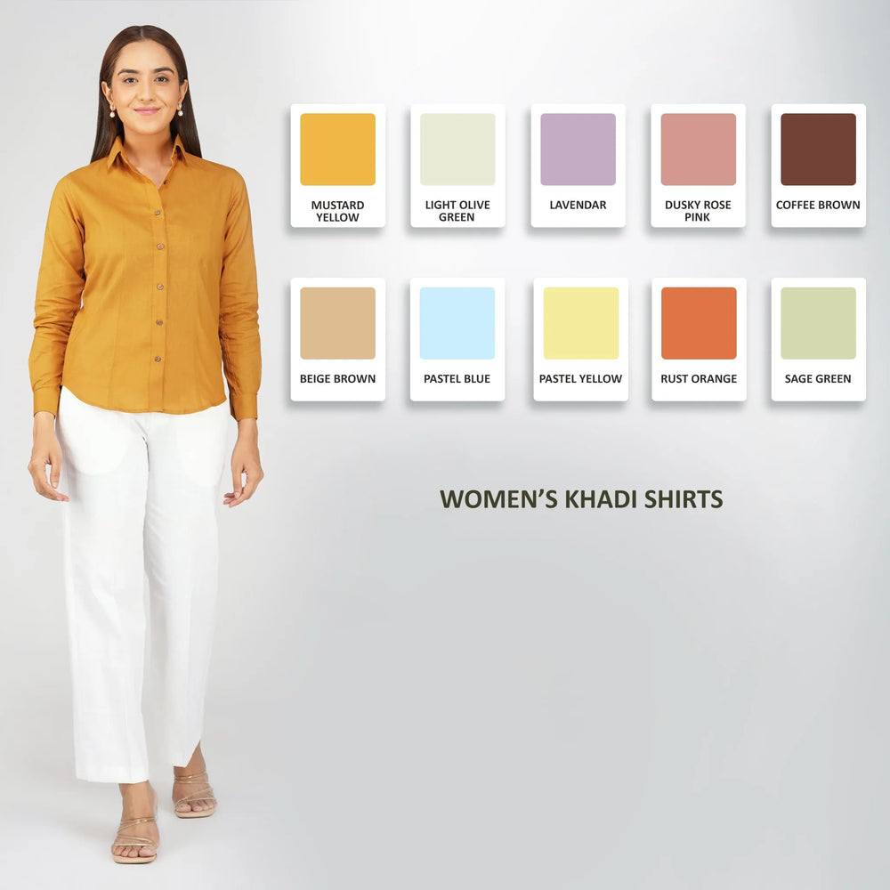 Women's Khadi Short Kurti Mustard Yellow