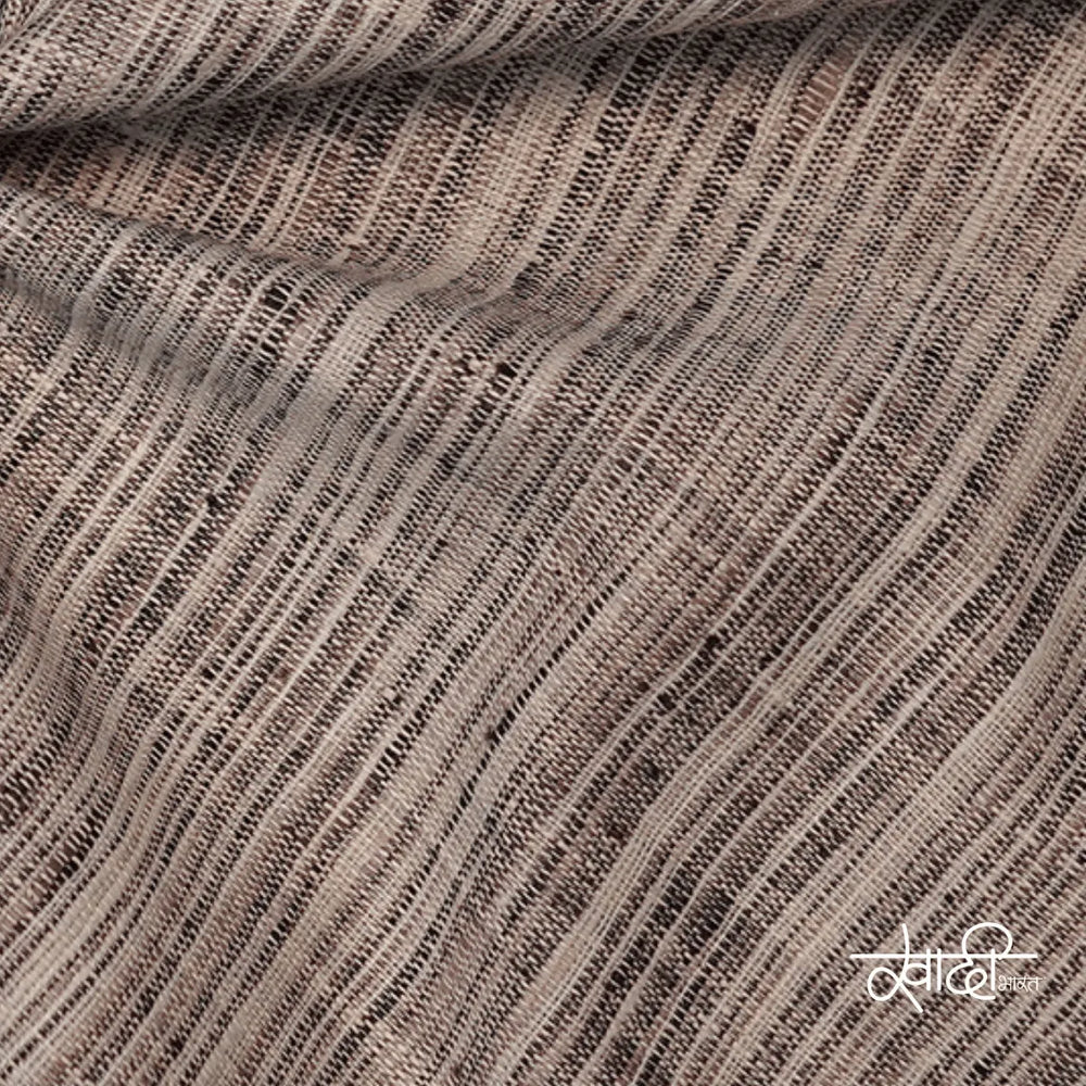 Khadi Kurta Pajama Fabric Combo Set - Unstitched Off Black Traditional Khadi