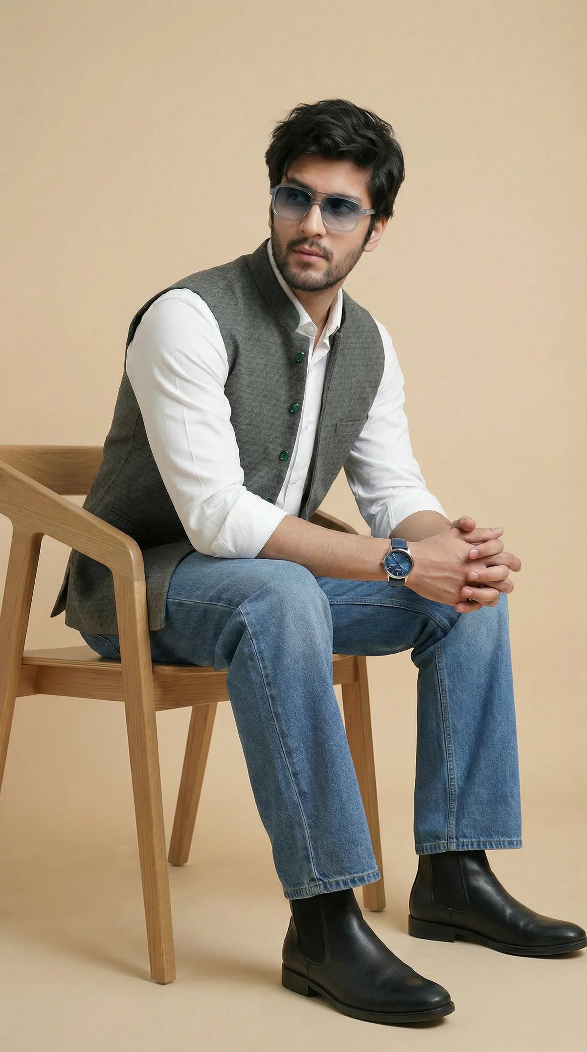 Forest Green Signature Nehru Fit Jacket | 100% Woolen