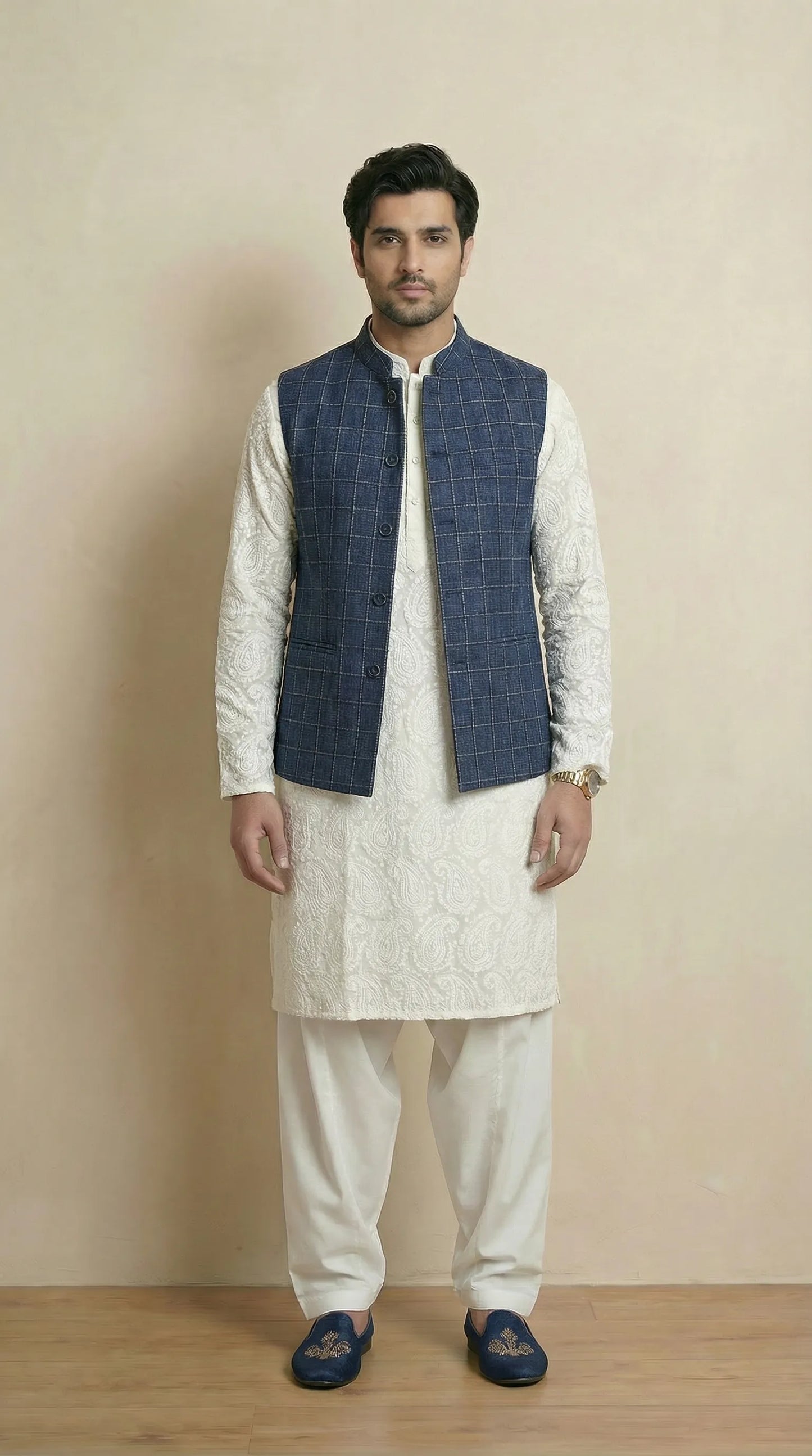 Indigo Signature Nehru Fit Jacket | 100% Woolen