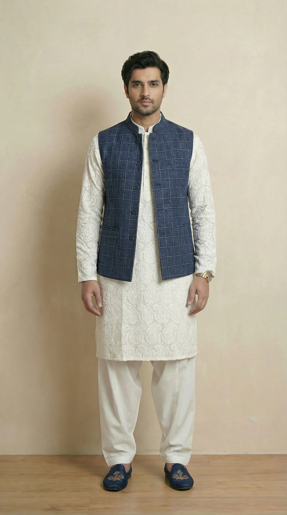 Indigo Signature Nehru Fit Jacket | 100% Woolen