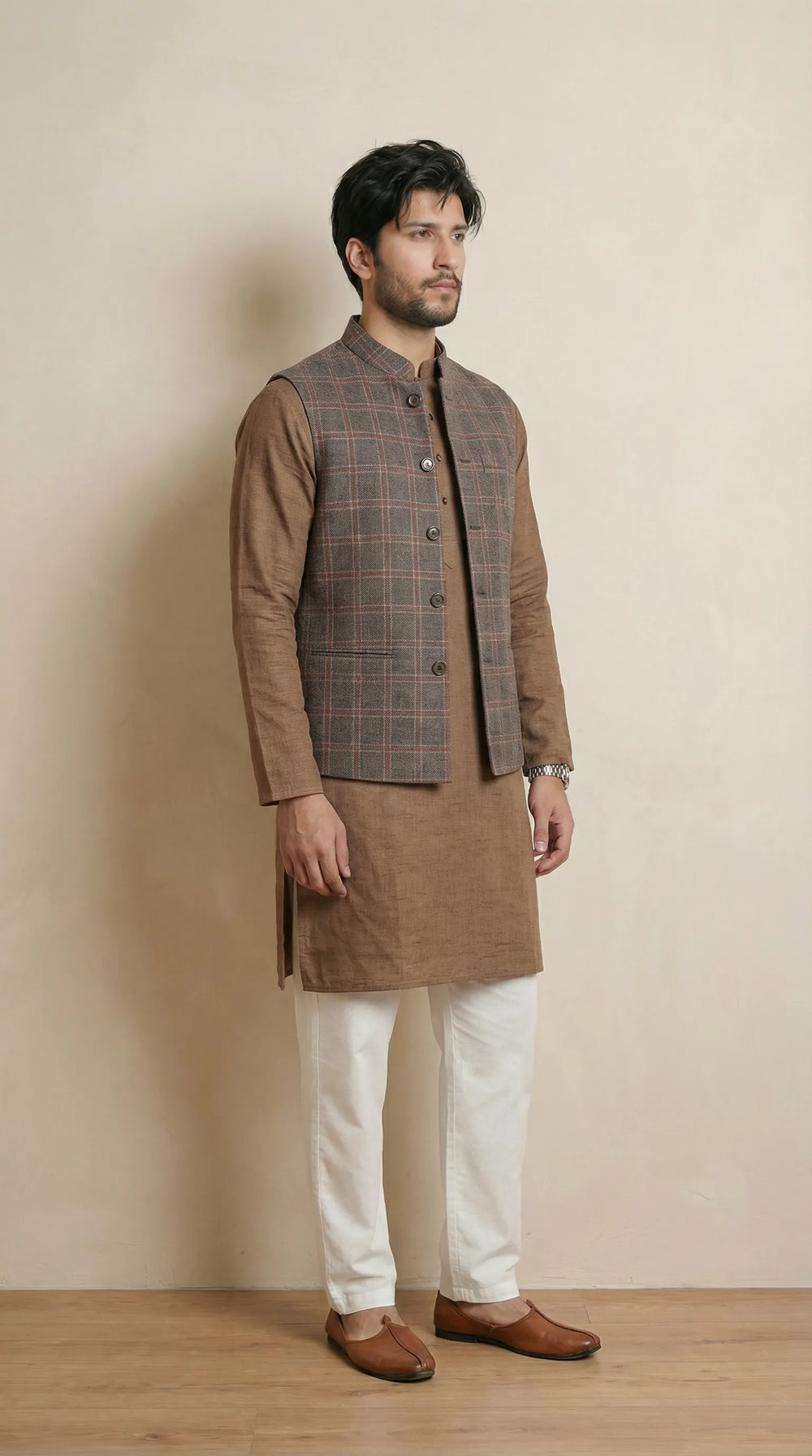 Medium Grey Signature Nehru Fit Jacket | 100% Woolen