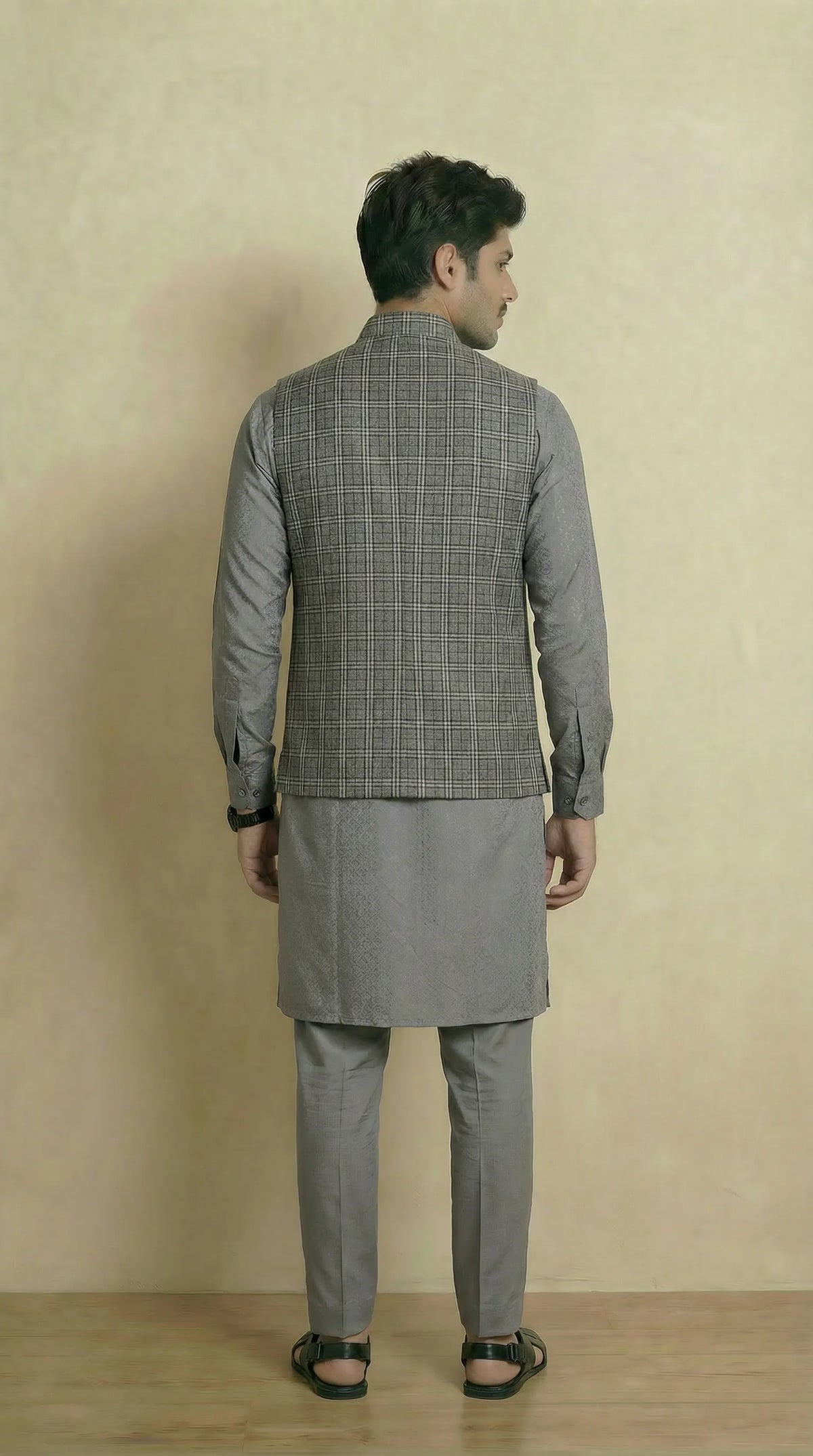 Ash Grey Signature Nehru Fit Jacket | 100% Woolen