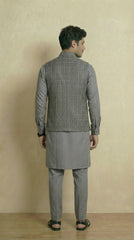 Ash Grey Signature Nehru Fit Jacket | 100% Woolen