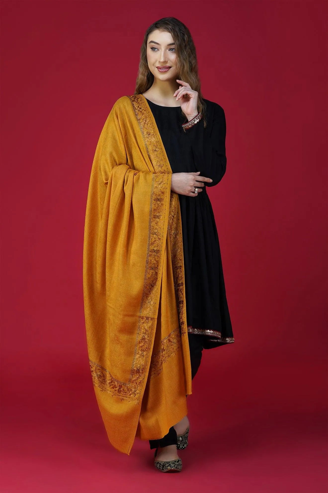 High Quality Embroidered Pure Woolen Shawl ST-08