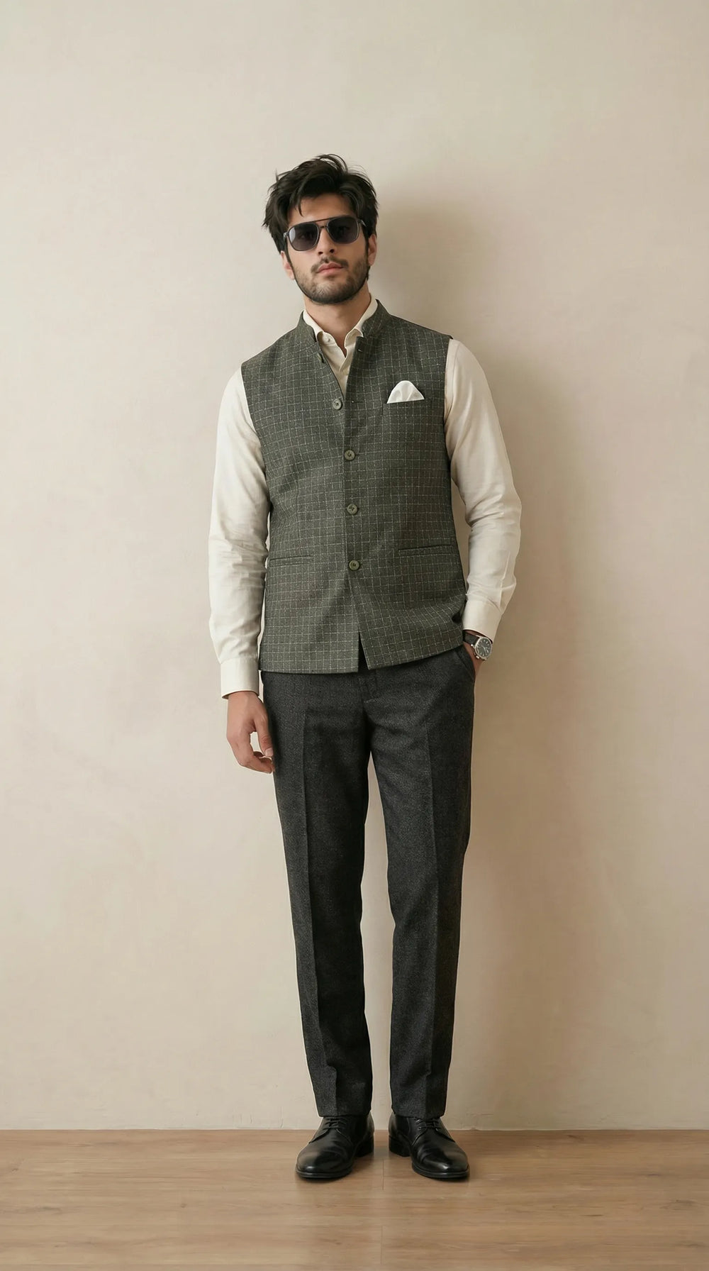 Dark Green Signature Nehru Fit Jacket | 100% Woolen