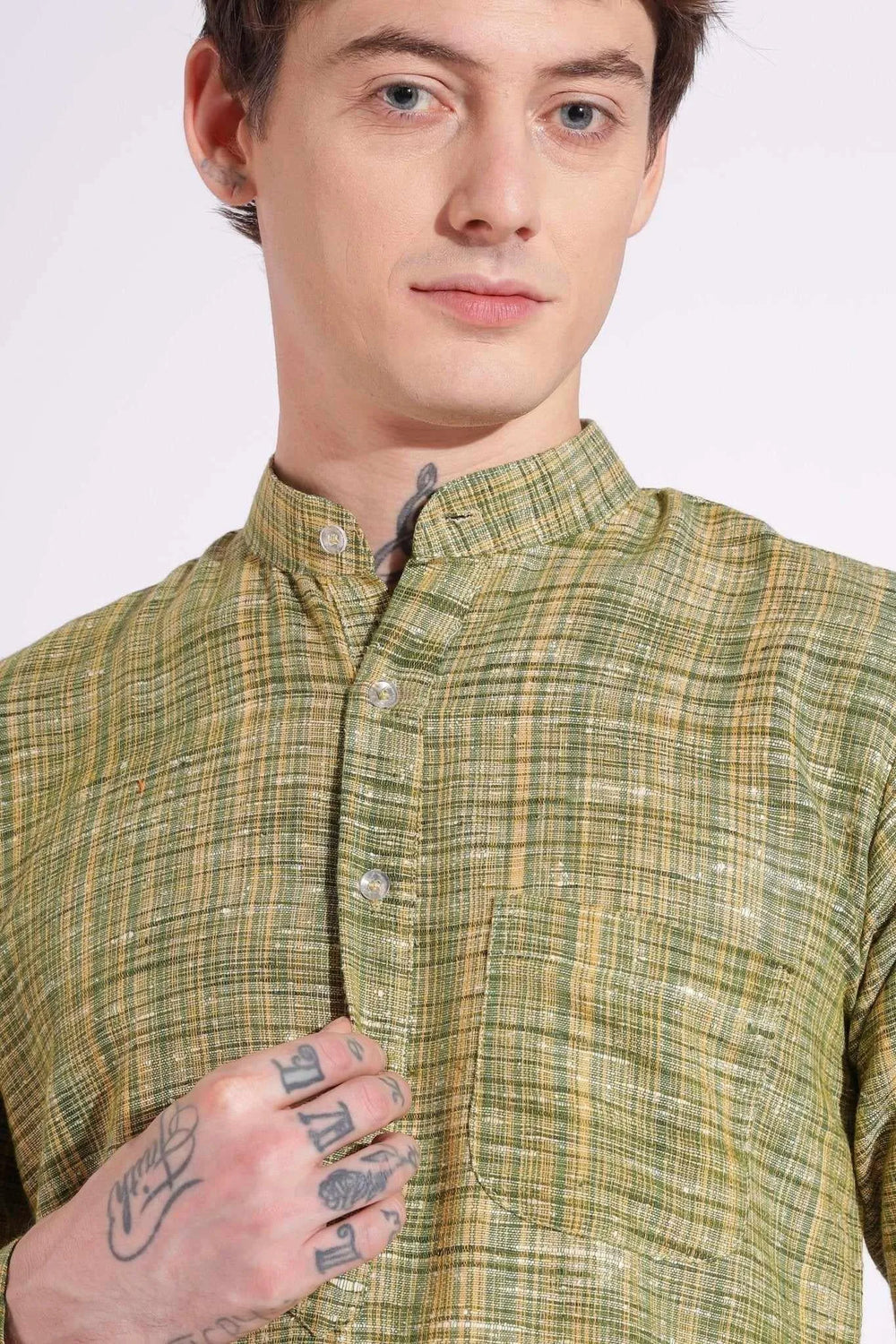 Dark Green Khadi Kurta