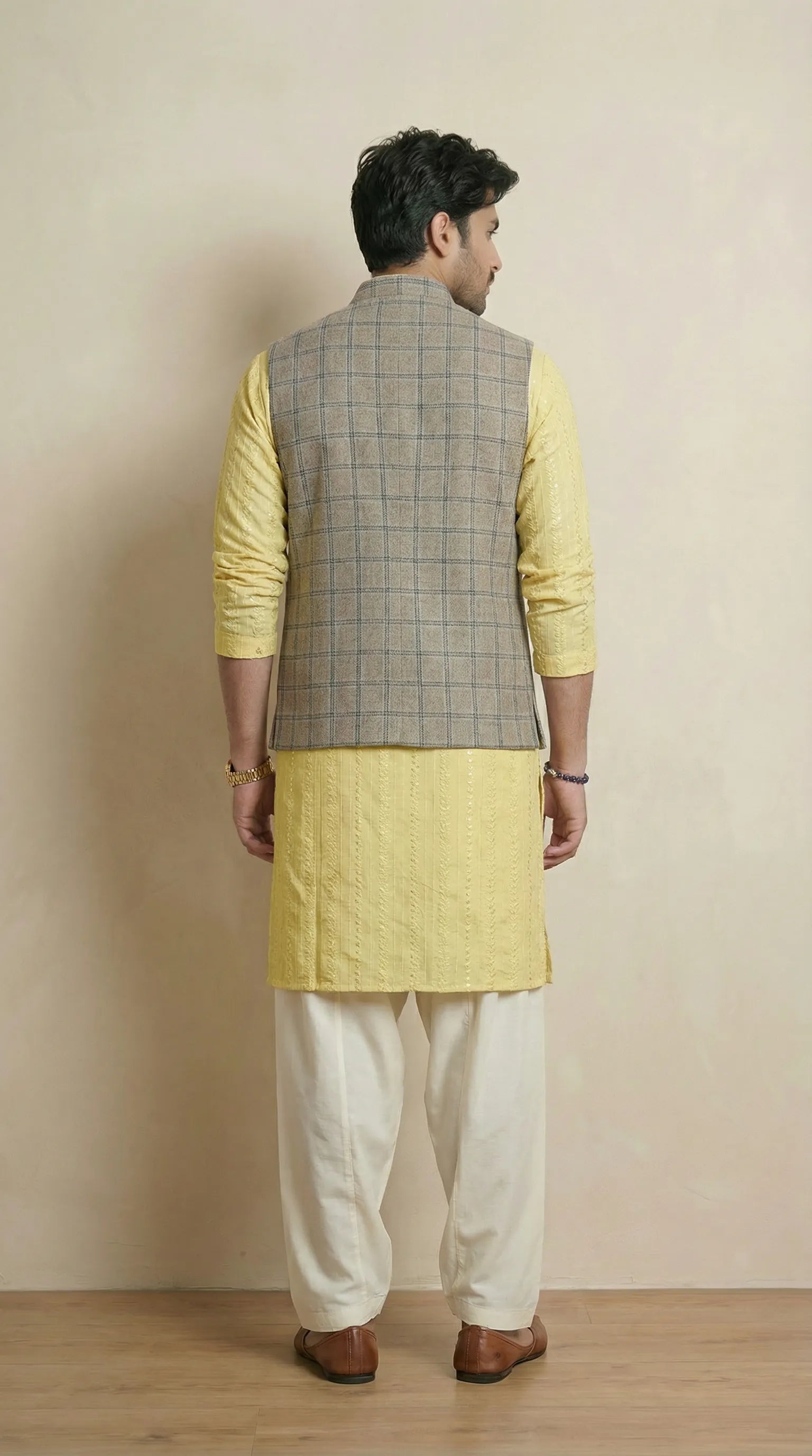 Off White Signature Nehru Fit Jacket | 100% Woolen