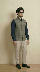 Olive Green Signature Nehru Fit Jacket | 100% Woolen