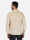 Pure Khadi Short Kurta in Self Pattern Wheat Color