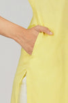 Women's Long Khadi Kurti Pastel Yellow