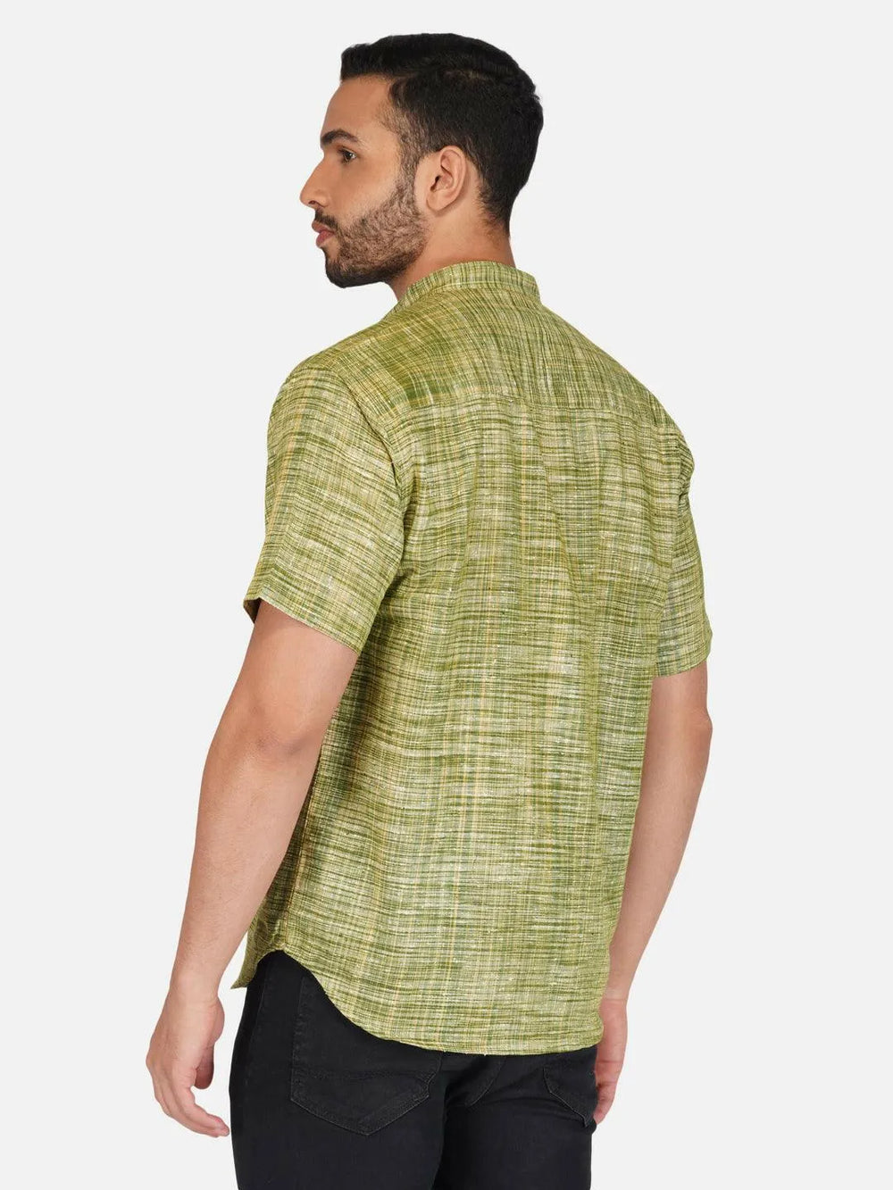 Pure Khadi Short Kurta in Green Color