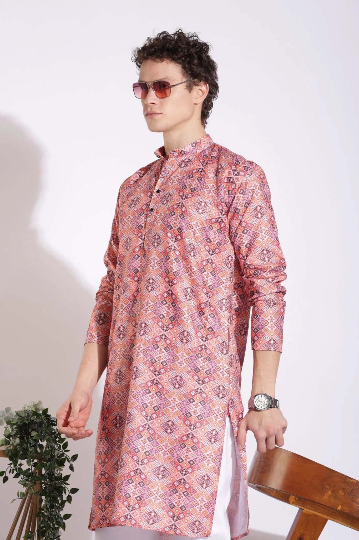 Traditional Attire Pink Print Kurta