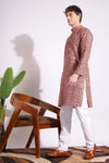Maroon Color Khadi Kurta