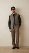 Dusty Brown Signature Nehru Fit Jacket | 100% Woolen