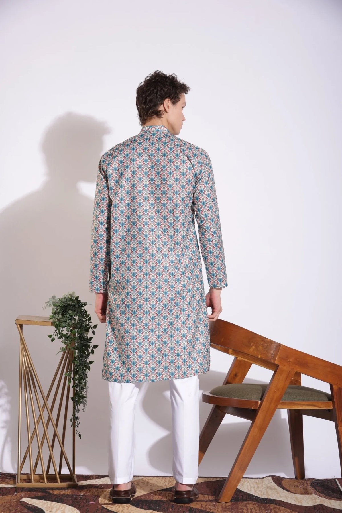 Authentic Silver Grey Print Kurta