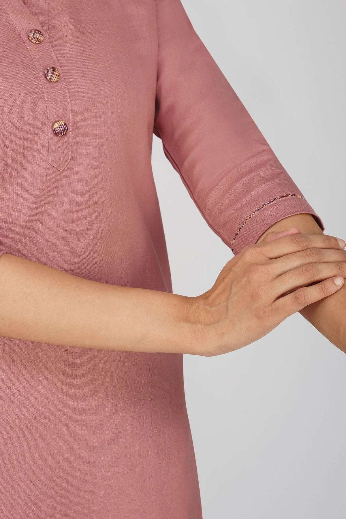 Women's Long Khadi Kurti Dusky Rose Pink