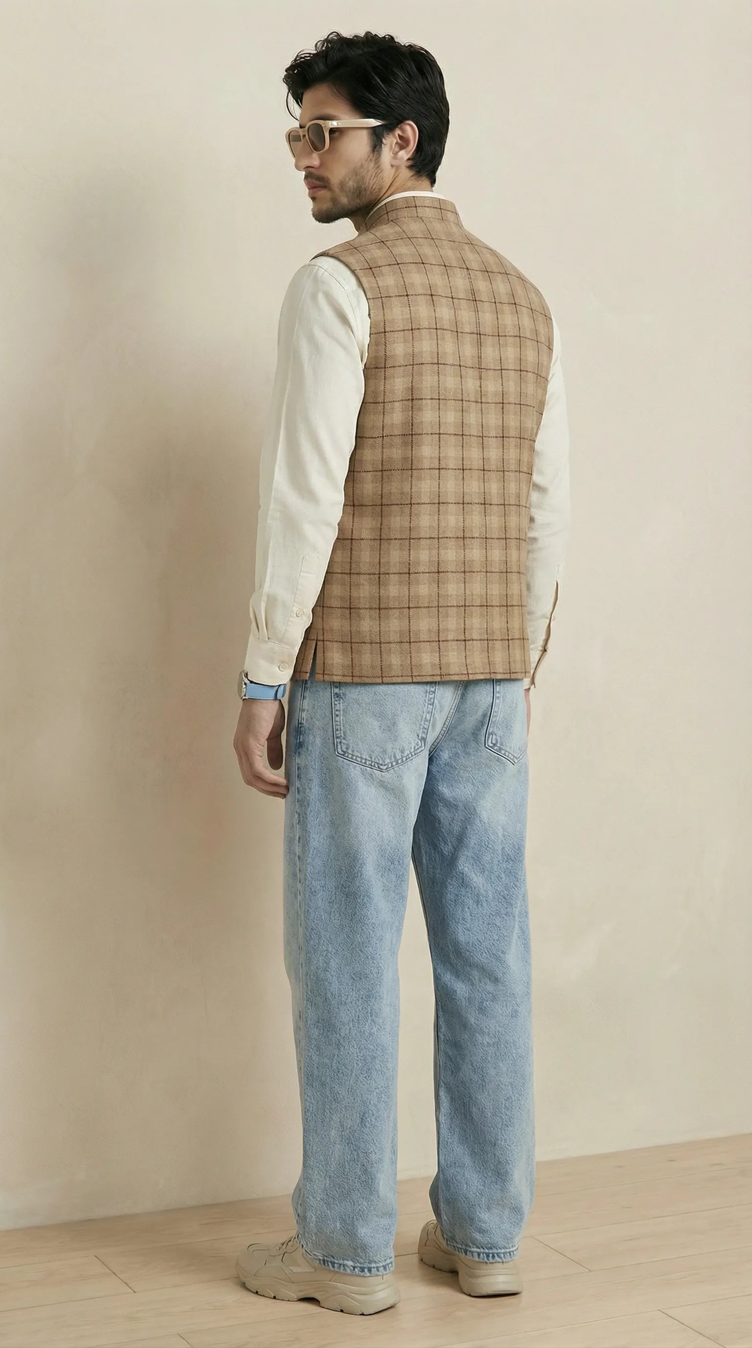 Camel Brown Signature Nehru Fit Jacket | 100% Woolen