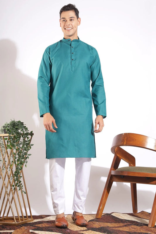 Vibrant Green Plain Kurta