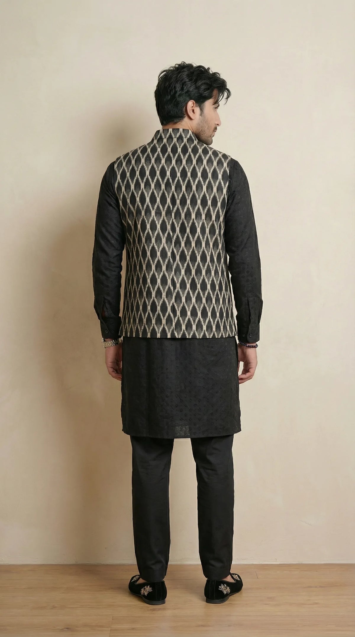Jade Black Signature Nehru Fit Jacket | 100% Woolen