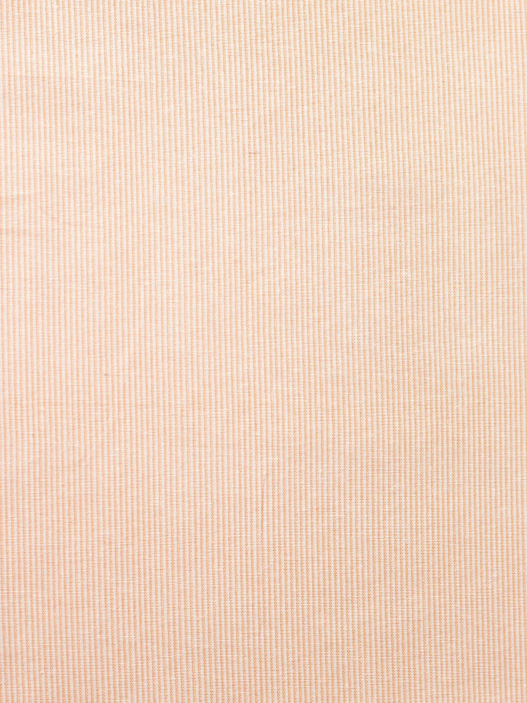 Small Plain Line White & Orange Traditional Khadi Fabric