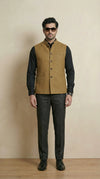 Reversible Khakhi Grey Nehru Fit Jacket | 100% Woolen