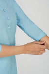 Women Khadi Long Kurti in Pastel Blue
