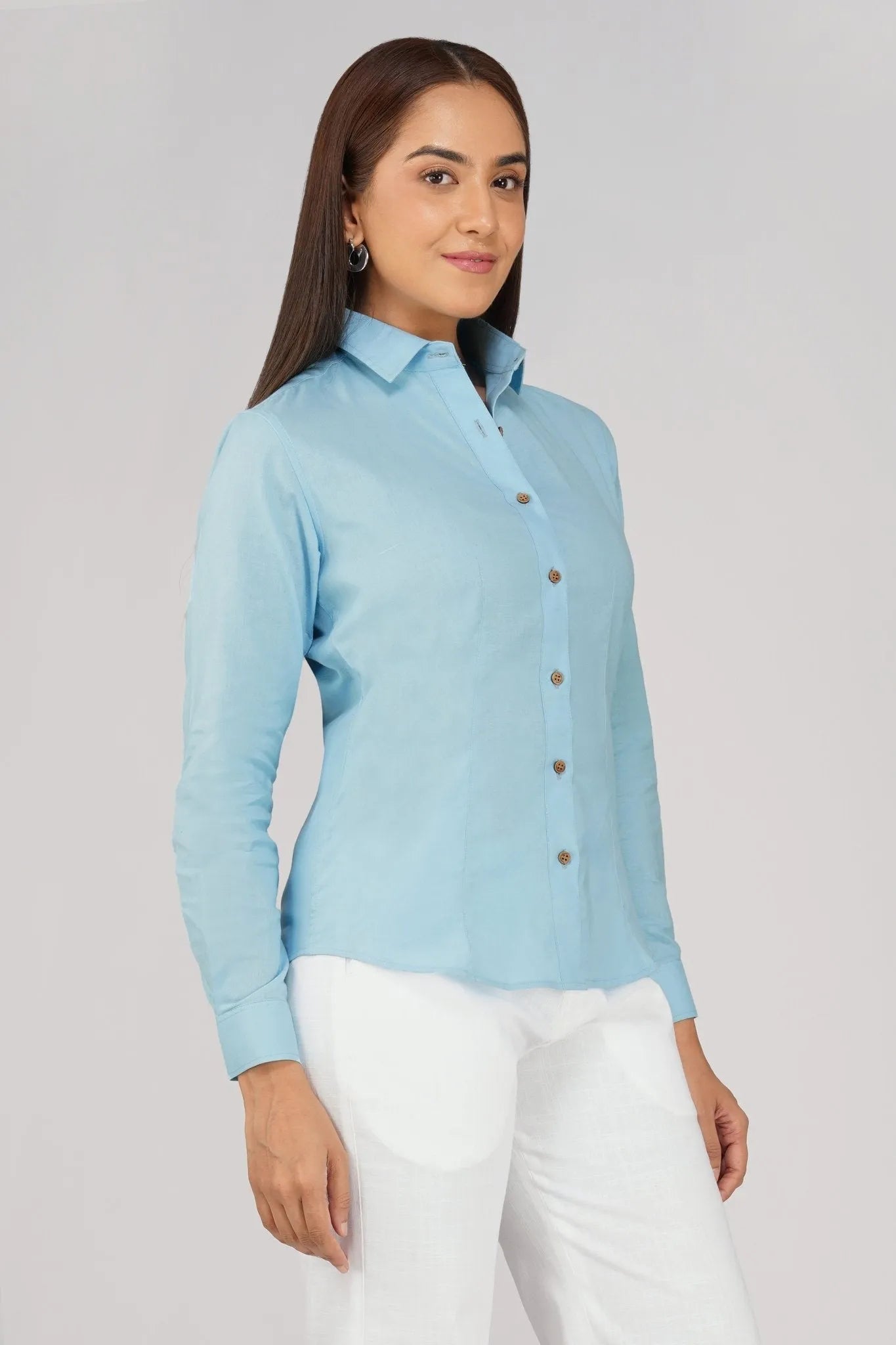 Women's Khadi Shirt in Pastel blue